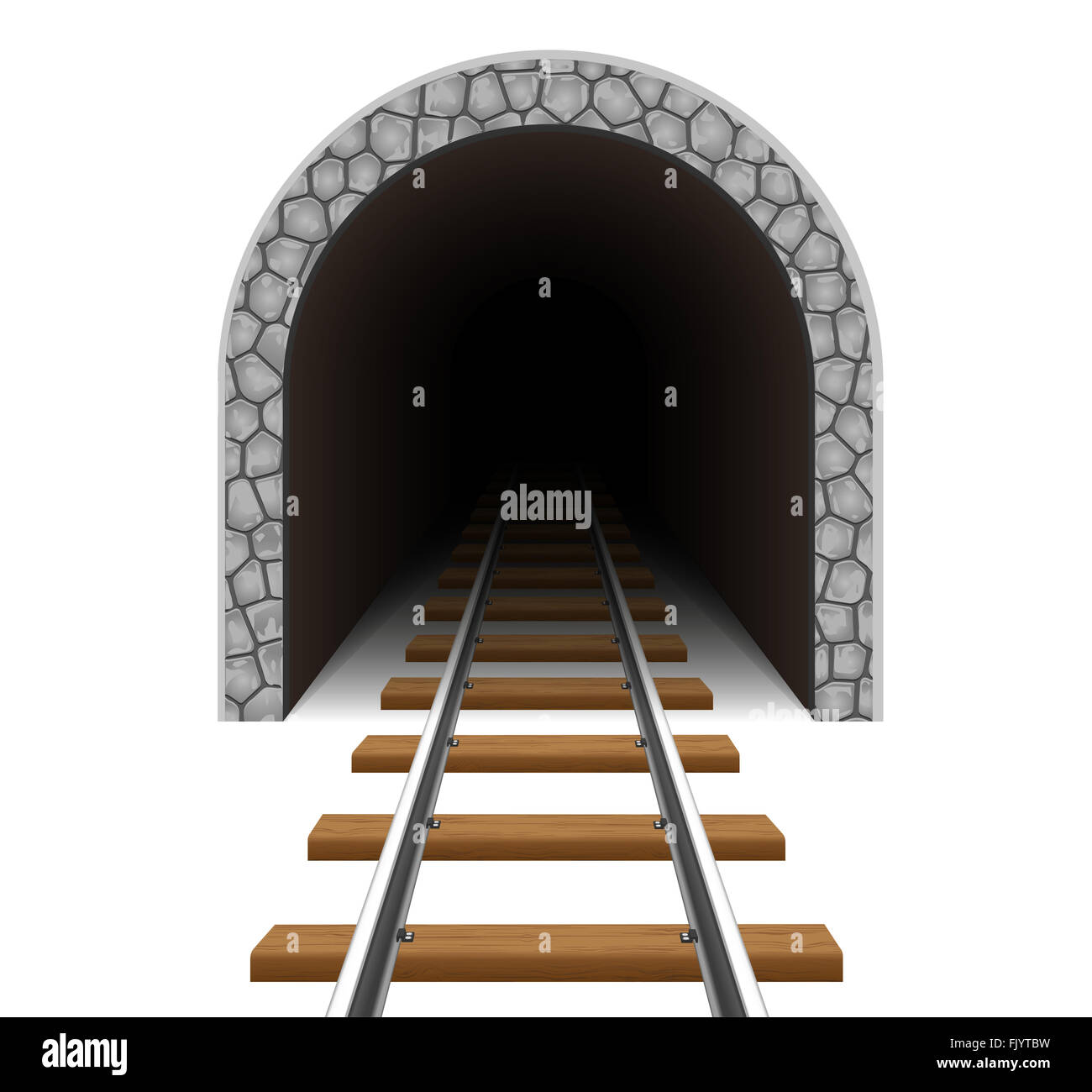 Tunnel ferroviaire illustration isolé sur fond blanc Banque D'Images