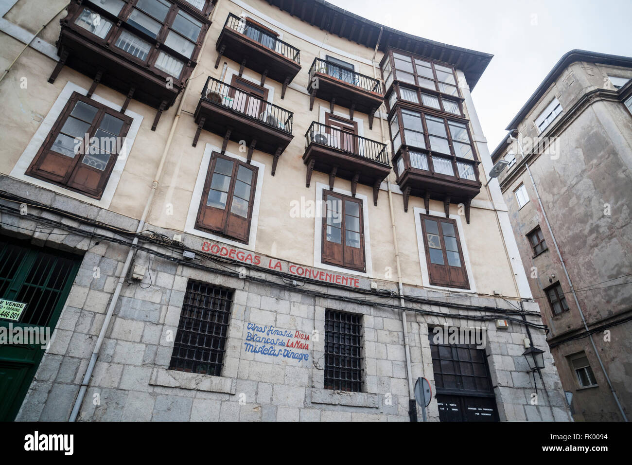 Façade bâtiment typique de la Cantabrie, Santander, Cantabria, Espagne. Banque D'Images