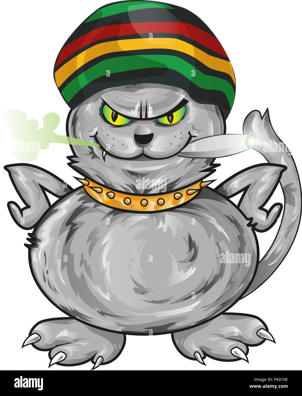 Fun cat jamaïcaine isolé sur fond blanc Illustration de Vecteur