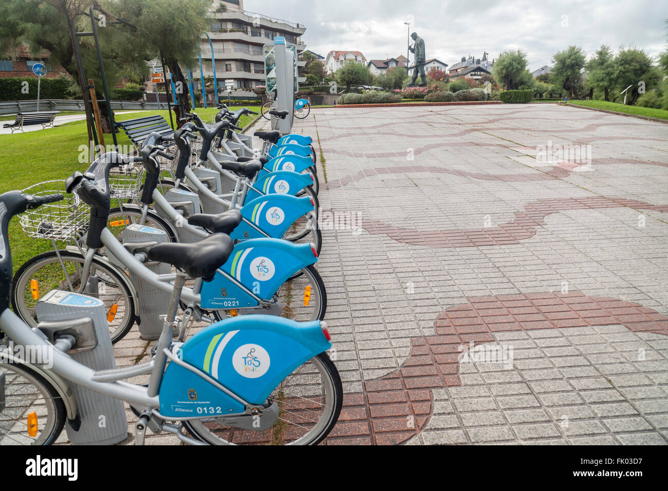 Vélos publics à Santander, Espagne. Banque D'Images