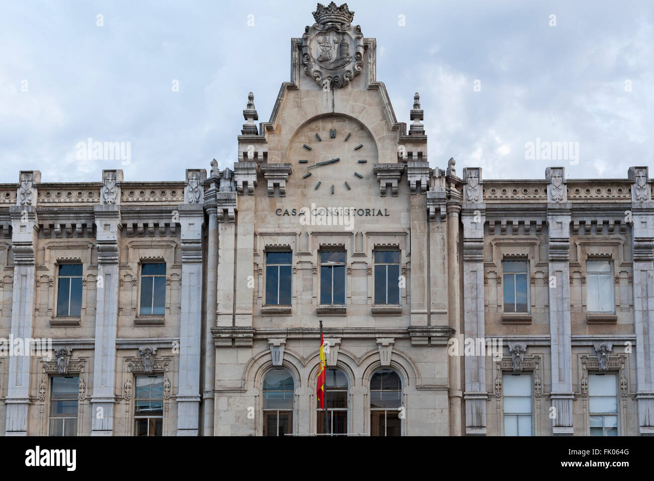 Ayuntamiento ou Casa Consistorial, l'Hôtel de Ville. Santander. Banque D'Images