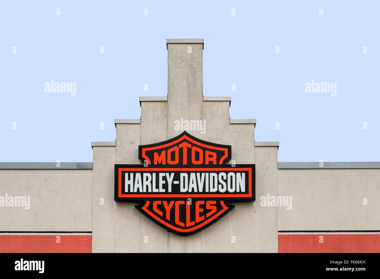 Harley-Davidson logo sur un magasin Banque D'Images