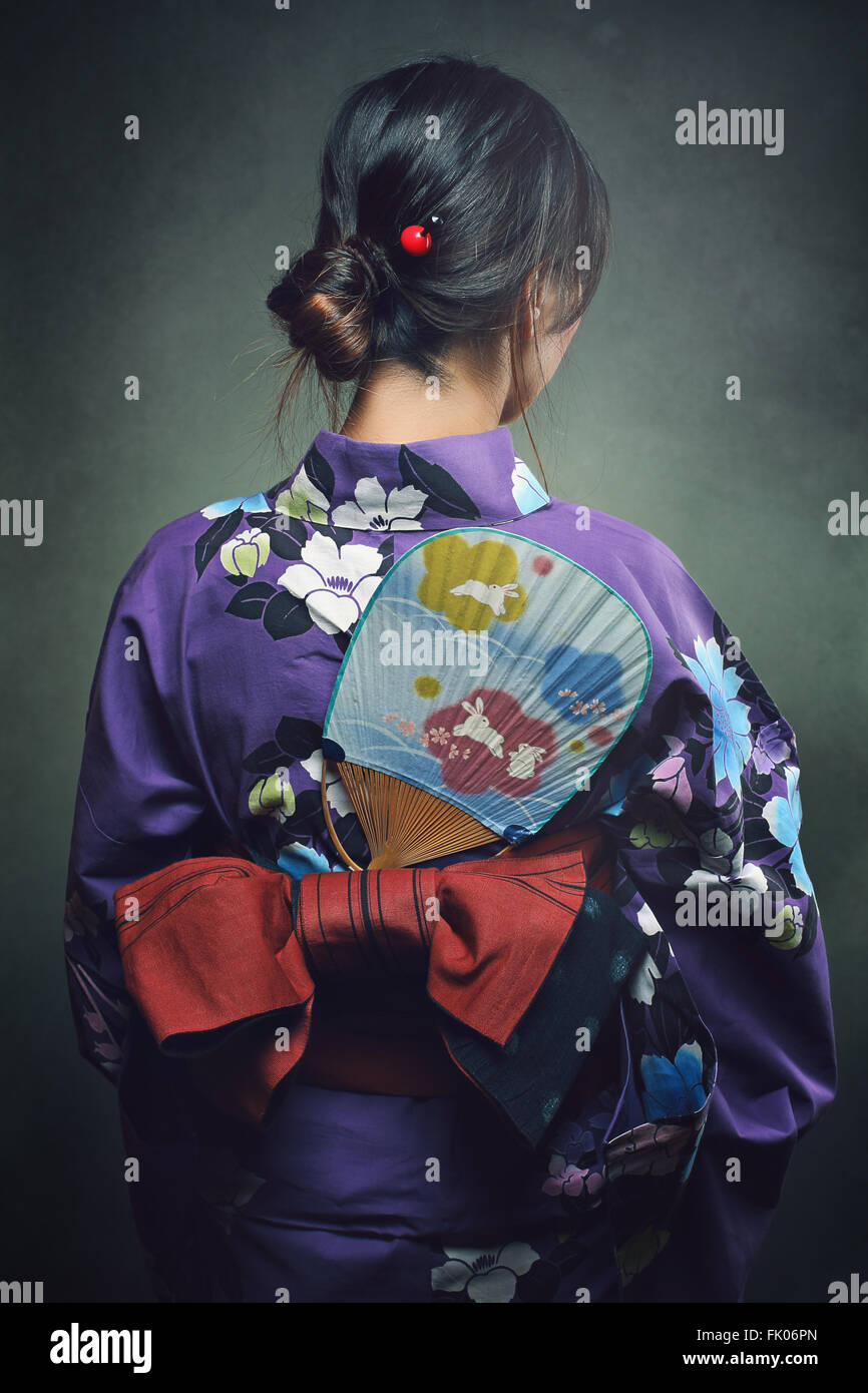 Détail de kimono traditionnel . Portrait de l'arrière Banque D'Images