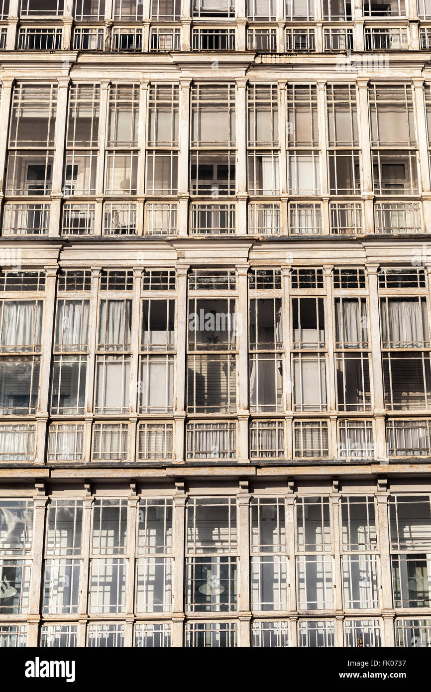 Façade typique de la Cantabrie windows.Santander. Banque D'Images