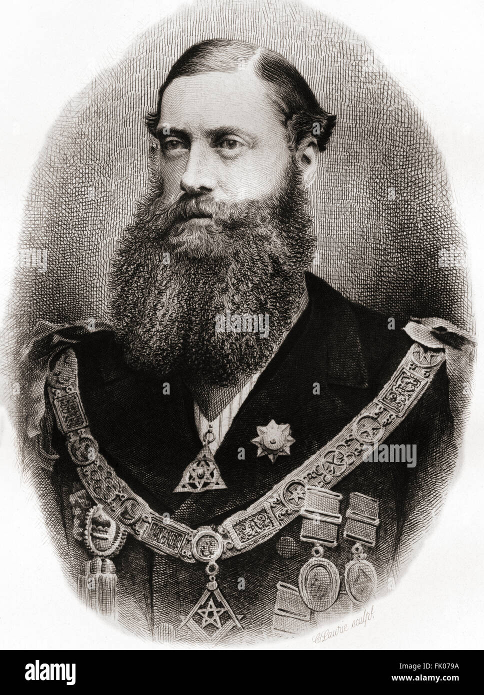 Bootle-Wilbraham-du-Prince-Édouard, 1er comte de Lathom, 1837 - 1898, alias le Seigneur Skelmersdale entre 1853 et 1880. Homme politique conservateur britannique et vice-Grand Maître de la Grande Loge Unie de maçons de l'Angleterre. Banque D'Images