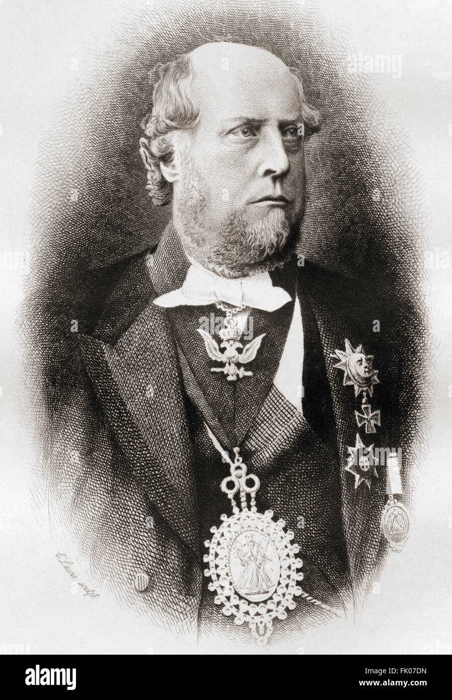 Le colonel Sir Robert Michael Shaw-Stewart, 7ème Baronet, 1826 - 1903. Baronnet britannique conservateur, homme politique et Grand Maître maçon de l'Ecosse. Banque D'Images