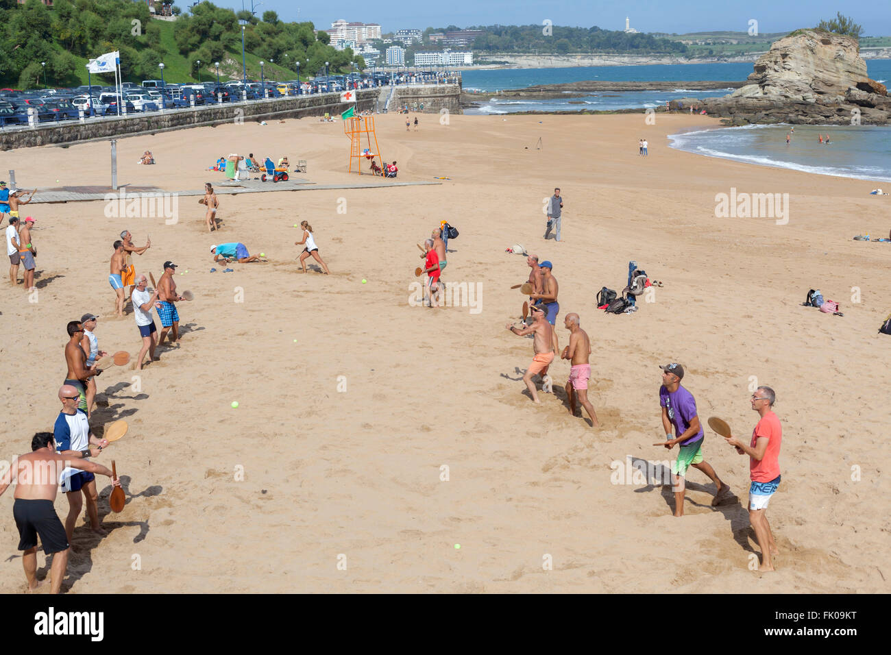 Plage El Sardinero Playas, Santander, Cantabria, Espagne. Banque D'Images
