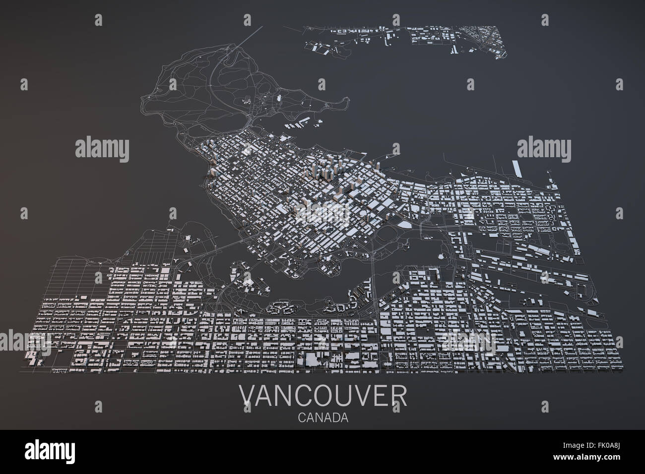 Vancouver, la carte, la vue satellite, British Columbia, Canada Banque D'Images