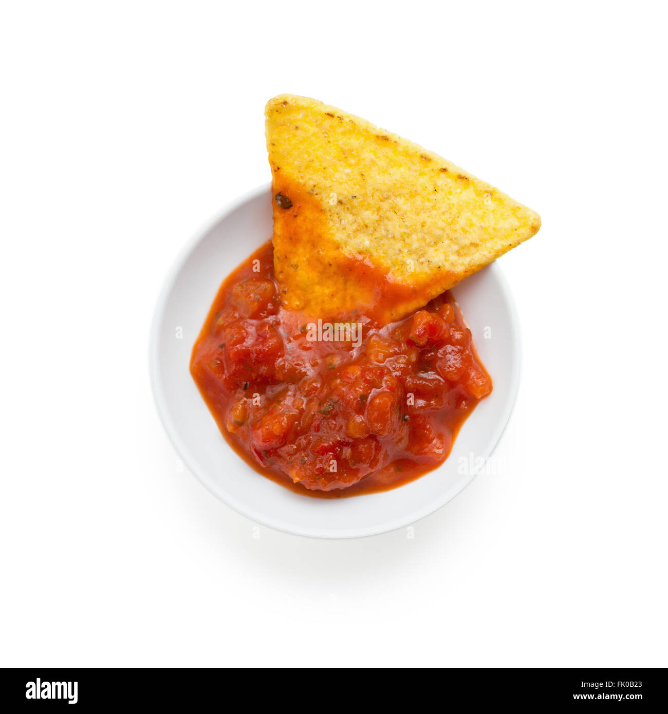 Crunchy Corn Tortilla chip et trempette salsa Banque D'Images