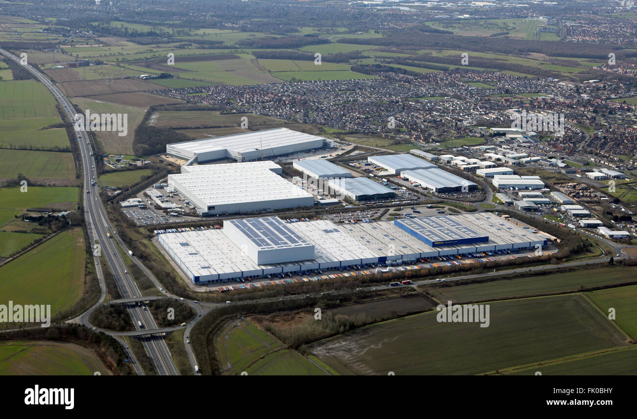 Vue aérienne de West Moor Park Networkcenter à Armthorpe, Doncaster, Royaume-Uni Banque D'Images