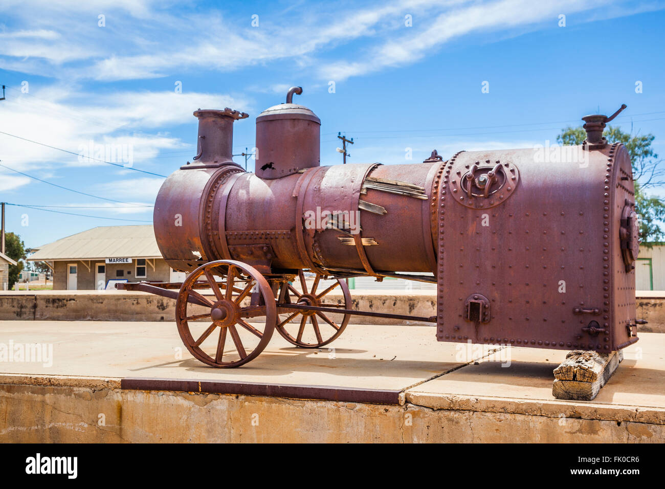 Moteur à vapeur d'époque à Marree, Australie du Sud Banque D'Images