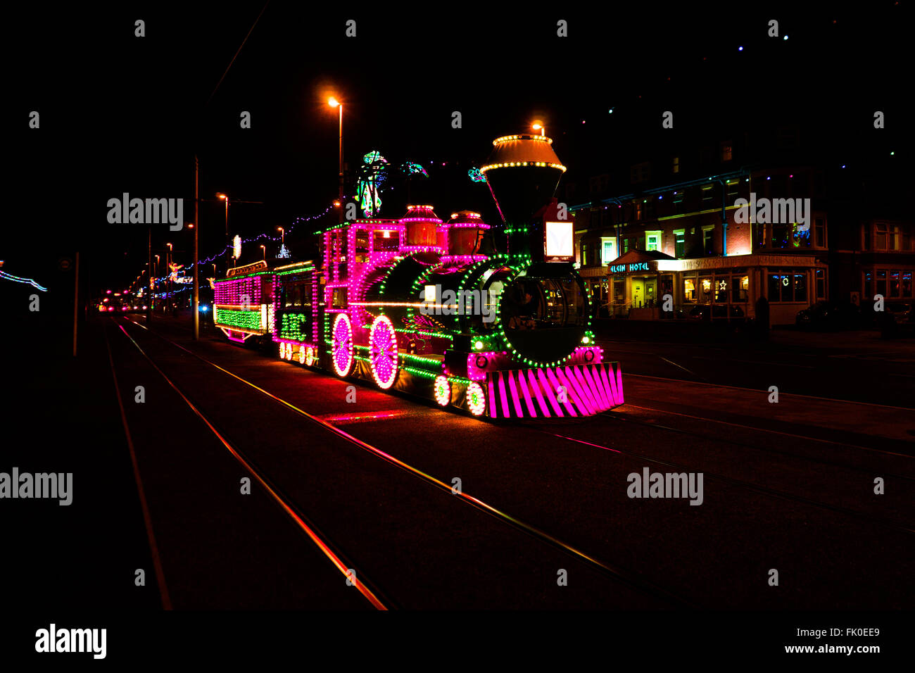 Tramway illuminations de Blackpool Banque D'Images