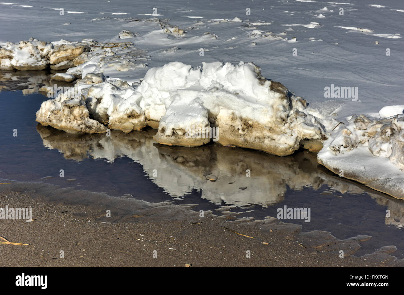 La plage de Coney Island à Brooklyn, New York après une importante tempête de neige. Banque D'Images