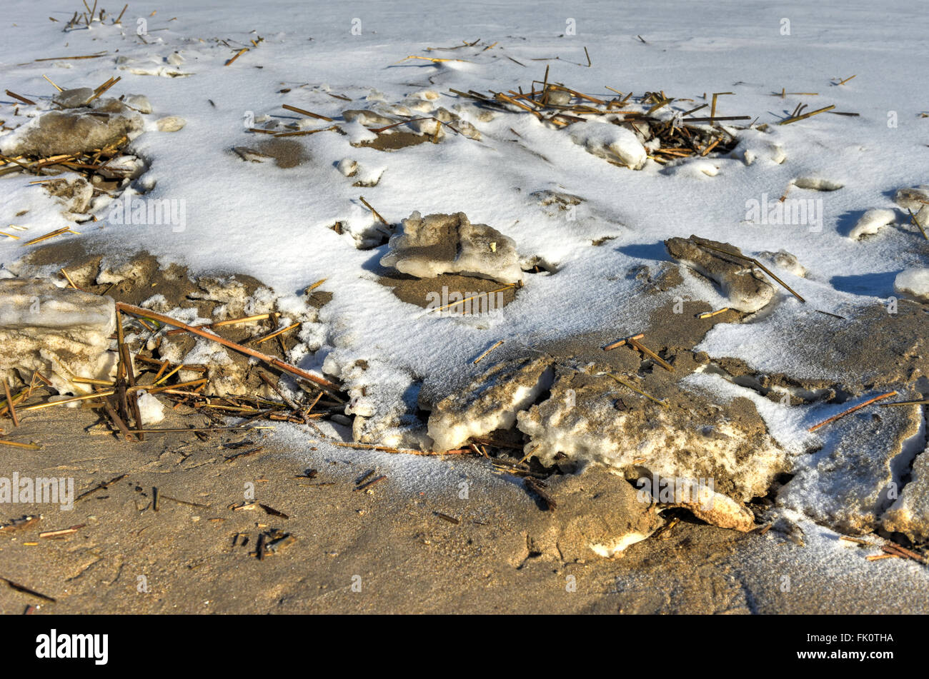 La plage de Coney Island à Brooklyn, New York après une importante tempête de neige. Banque D'Images