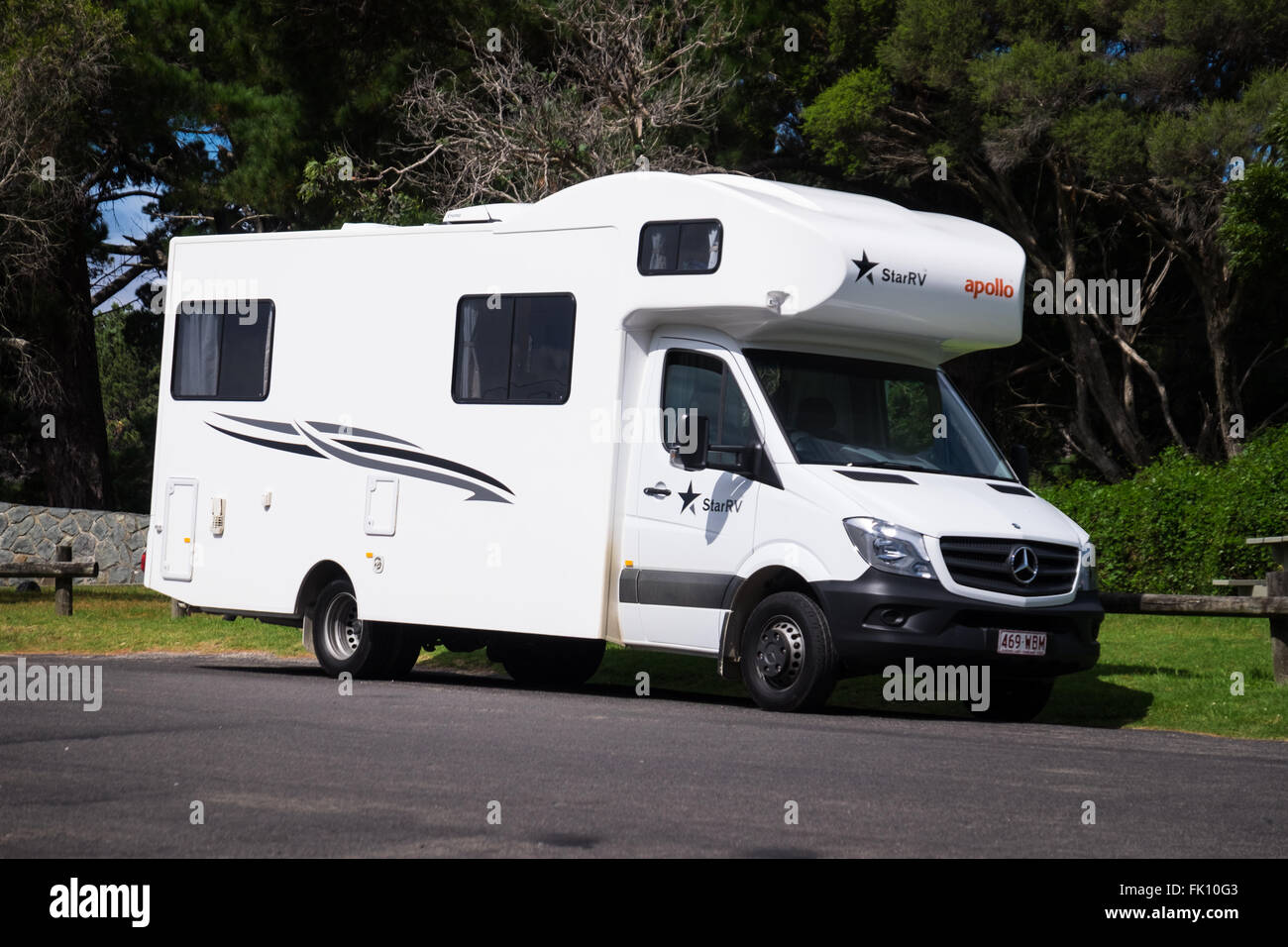 Un nouvel entretien StarRV Mercedes Véhicules de loisirs Apollo (RV) en Eden, l'Australie. Banque D'Images