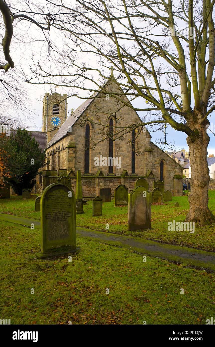 L''Église Saint-André cimetière. Hexham, Northumberland, Angleterre, Royaume-Uni, Europe. Banque D'Images