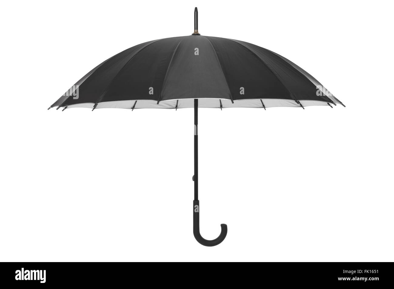 Parapluie noir sur blanc, chemin de détourage Banque D'Images