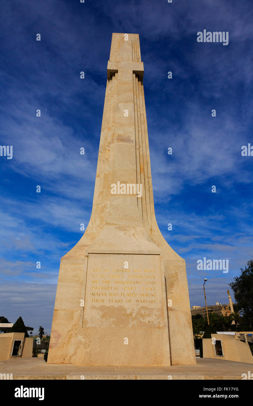 Le Monument aux Morts, Floriana, Valletta, Malte Banque D'Images