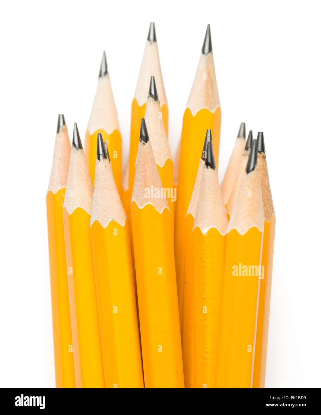 Nombre deux crayons isolé sur fond blanc Banque D'Images