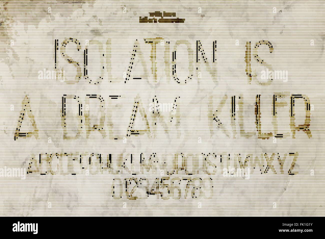 Ensemble de style meurtrier lettres Alphabet et Chiffres plus grunge background. vector, assassin font type design. killer sloppy char Illustration de Vecteur