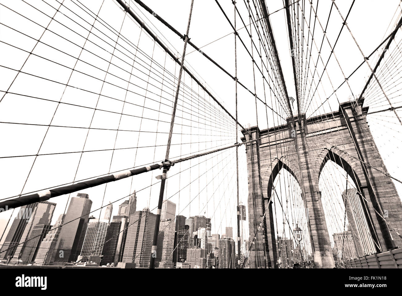 Pont de brooklyn new york city noir et blanc Banque de photographies et ...