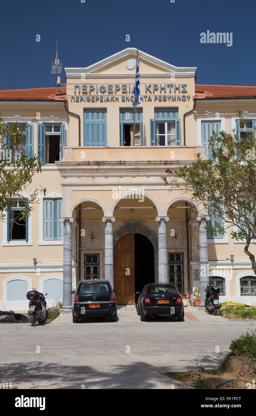 Le bâtiment de la Préfecture de Rethymno, Crète, Grèce. Banque D'Images