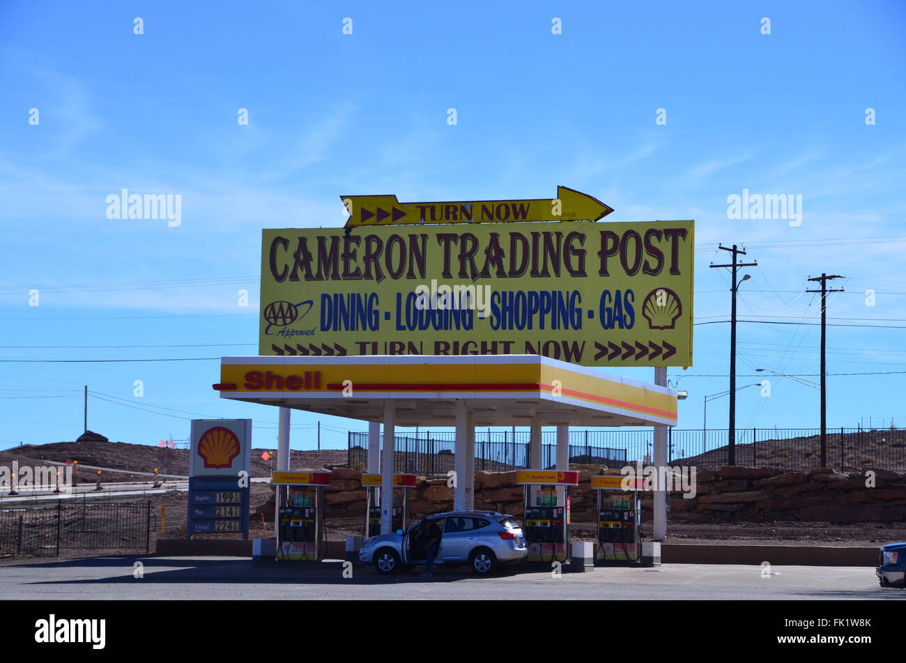 Cameron trading post arizona réserve navajo signer station service Shell Banque D'Images