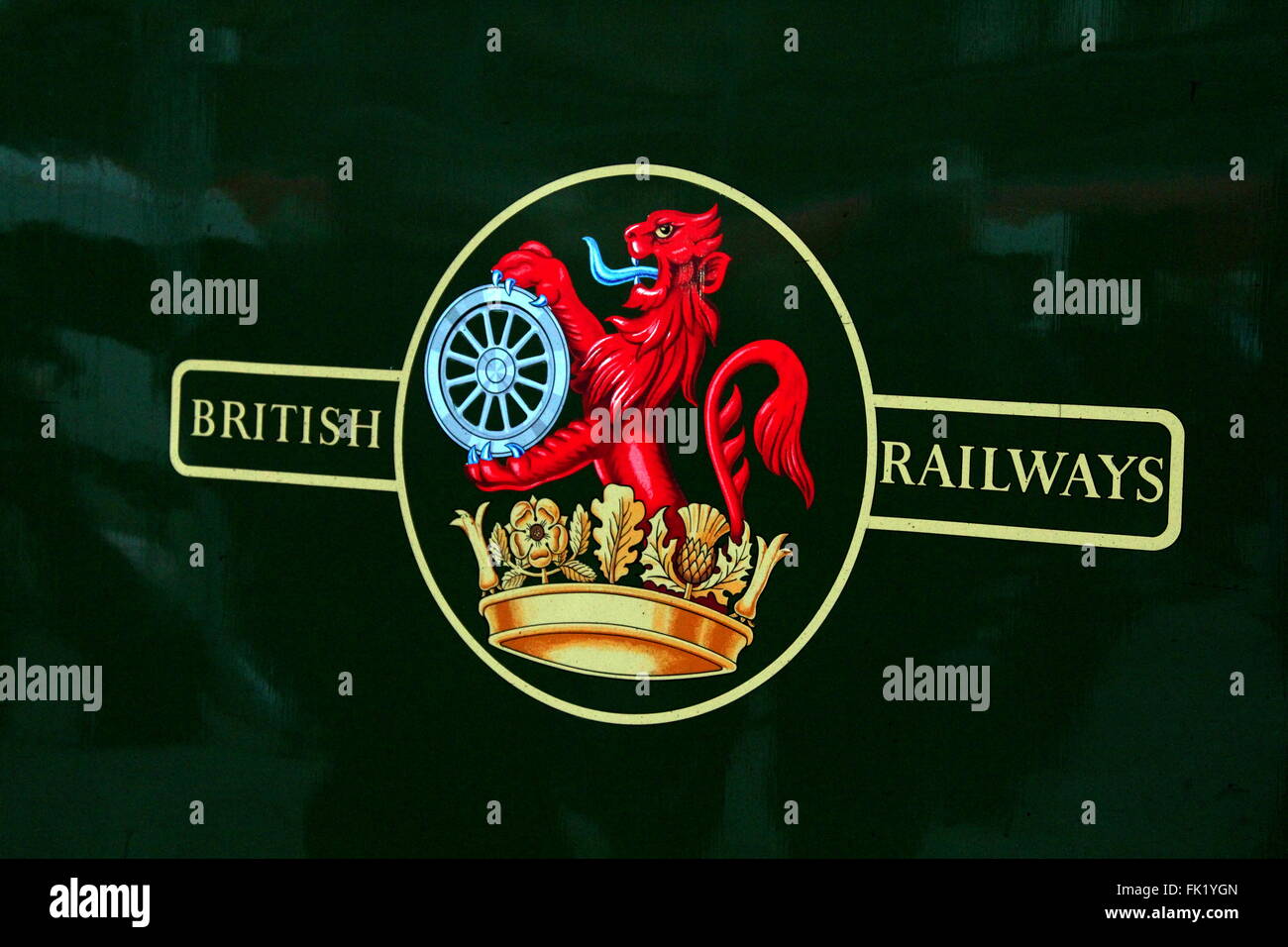 'British Railways' logo sur le côté de la machine à vapeur restauré 'The Flying Scotsman' Banque D'Images