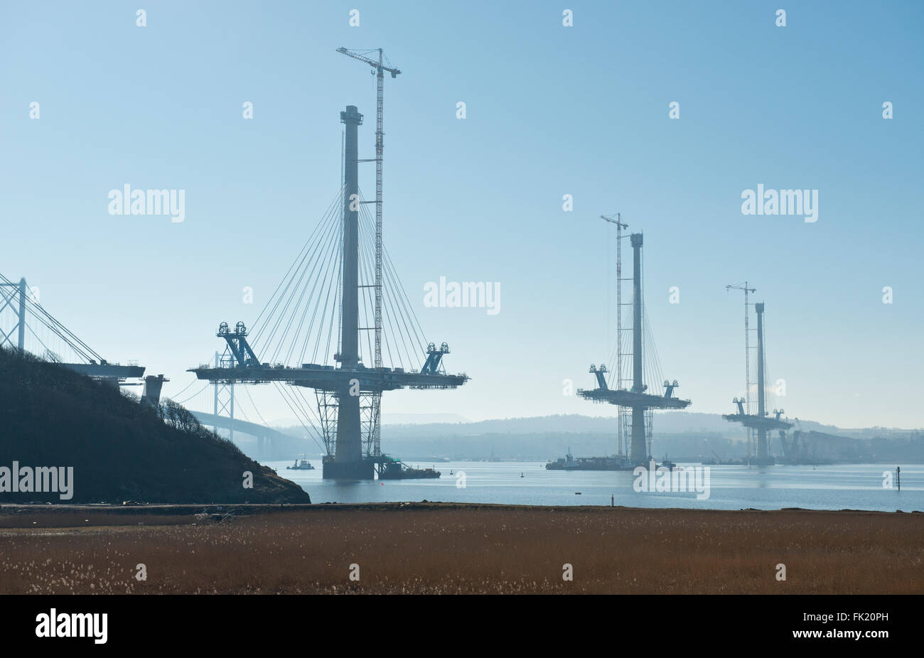 Construction de la Forth Road Bridge. remplacement également connu sous le nom de queensferry crossing. Banque D'Images