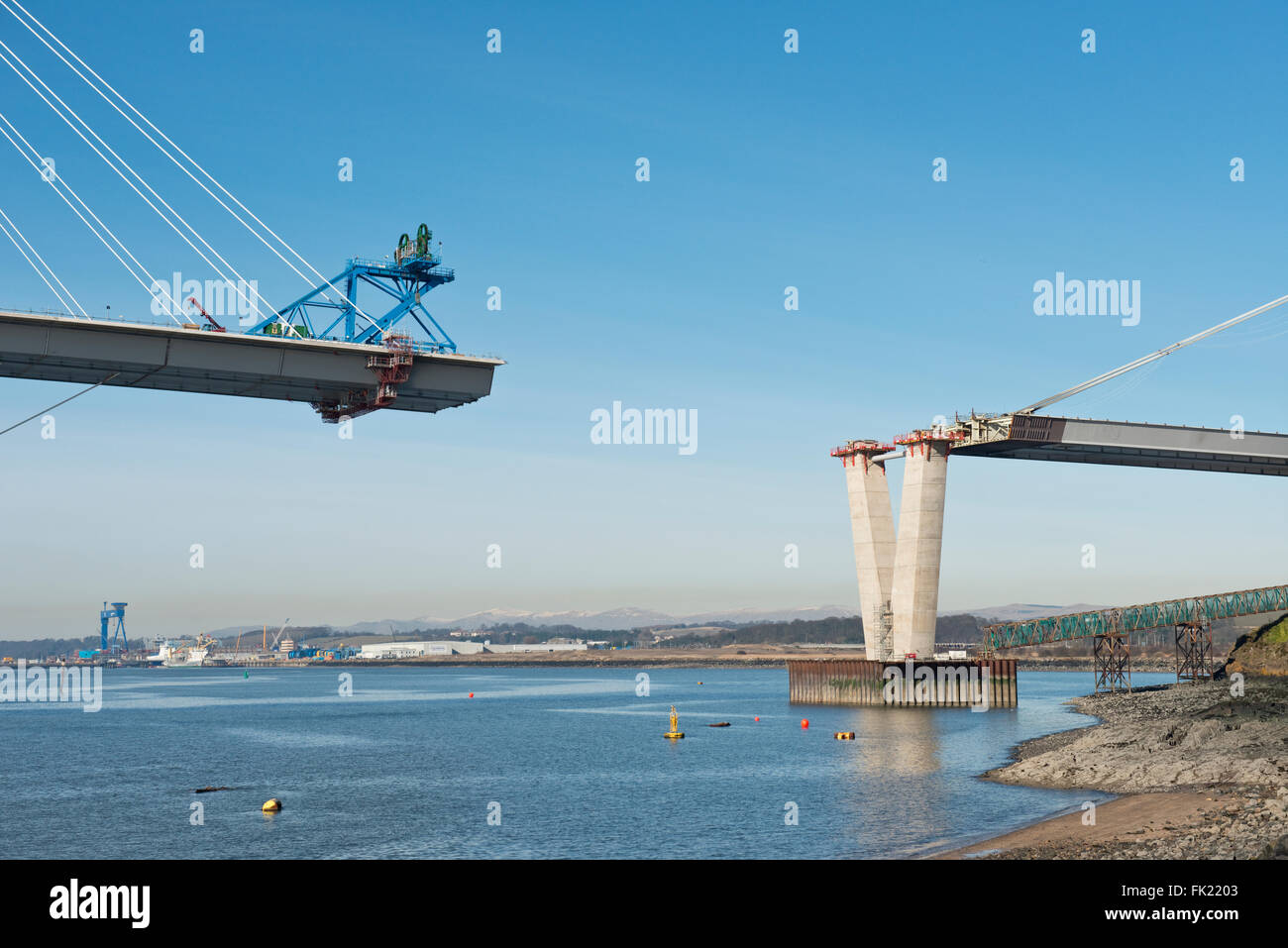 Construction de la Forth Road Bridge. remplacement également connu sous le nom de queensferry crossing. Banque D'Images