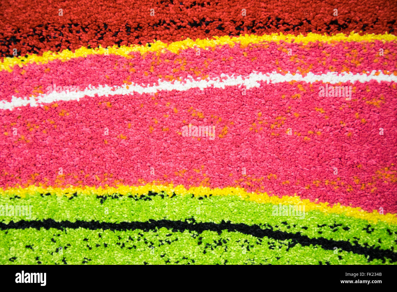 Détail de la trame de couleur d'un tapis de laine. Banque D'Images