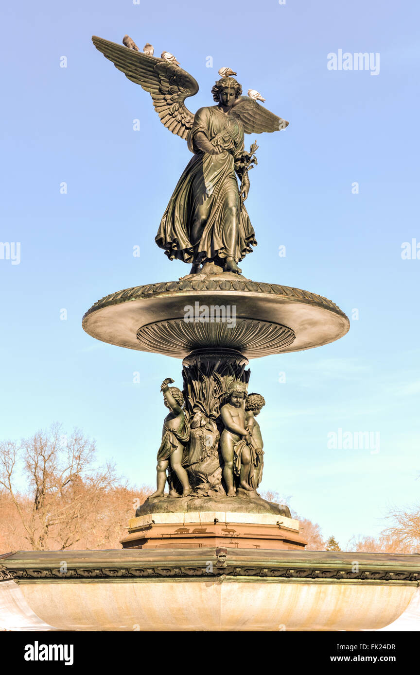 Bethesda Fountain, Central Park, New York au cours de l'hiver. Banque D'Images