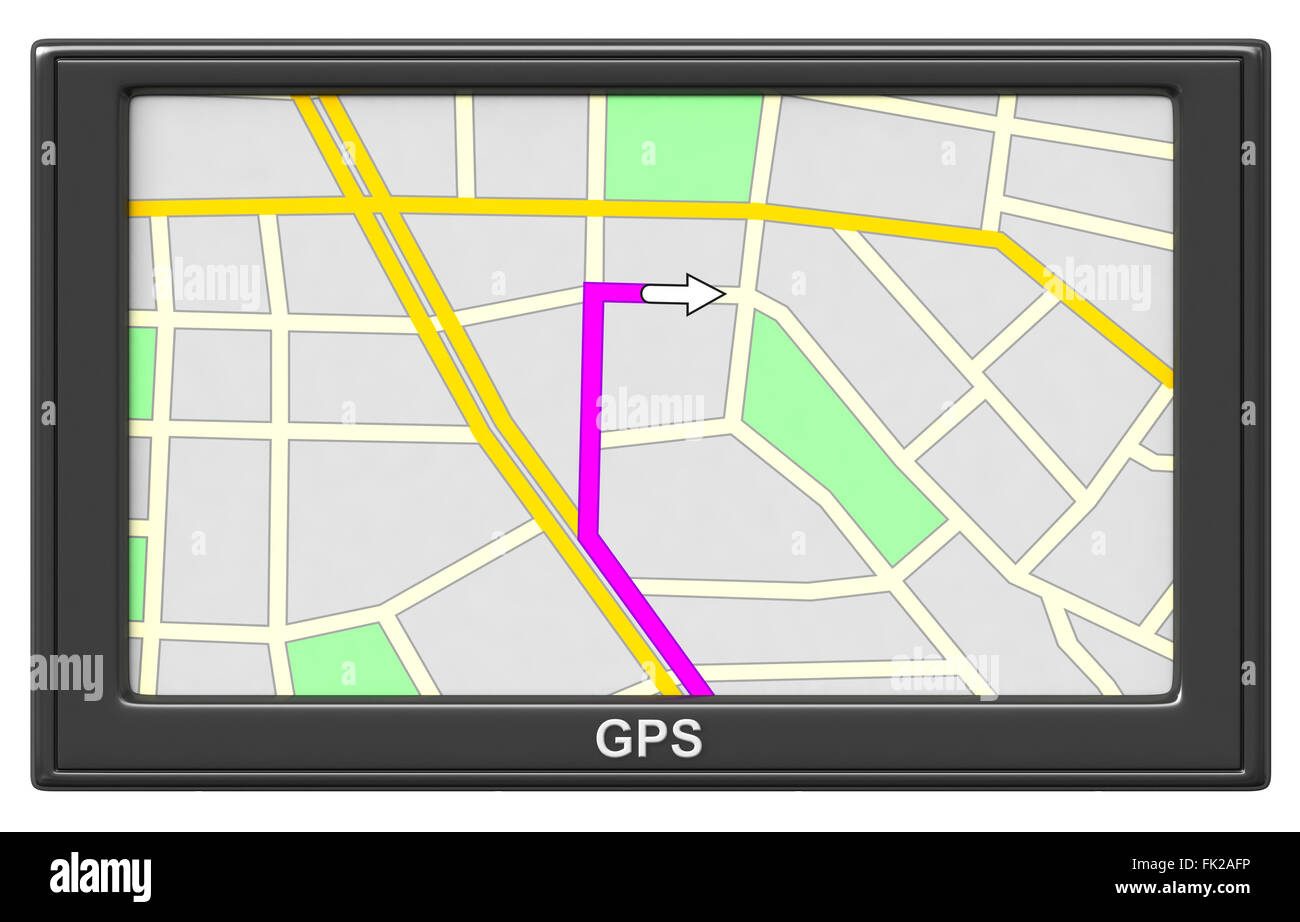 Le rendu 3D de l'appareil de navigation GPS isolé sur fond blanc Banque D'Images