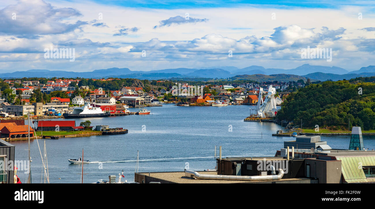 Une belle vue sur le port de Stavanger, Norvège. Banque D'Images