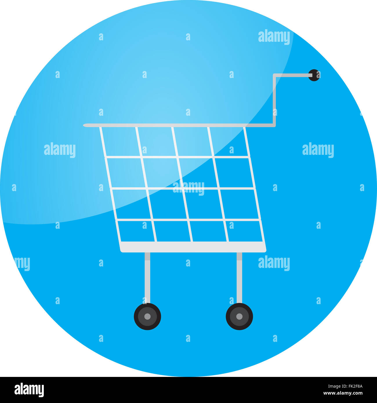 L'icône app brillant ronde chariot. Location de chariot, chariot, panier, shopping et de chariots chariot de supermarché, icône, tr Banque D'Images