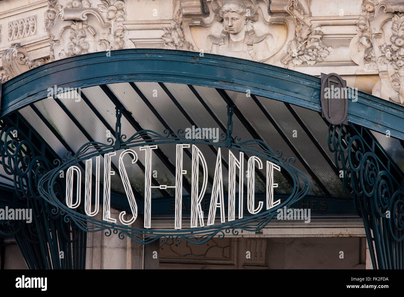 Gare Art nouveau signe, Rennes, France Banque D'Images