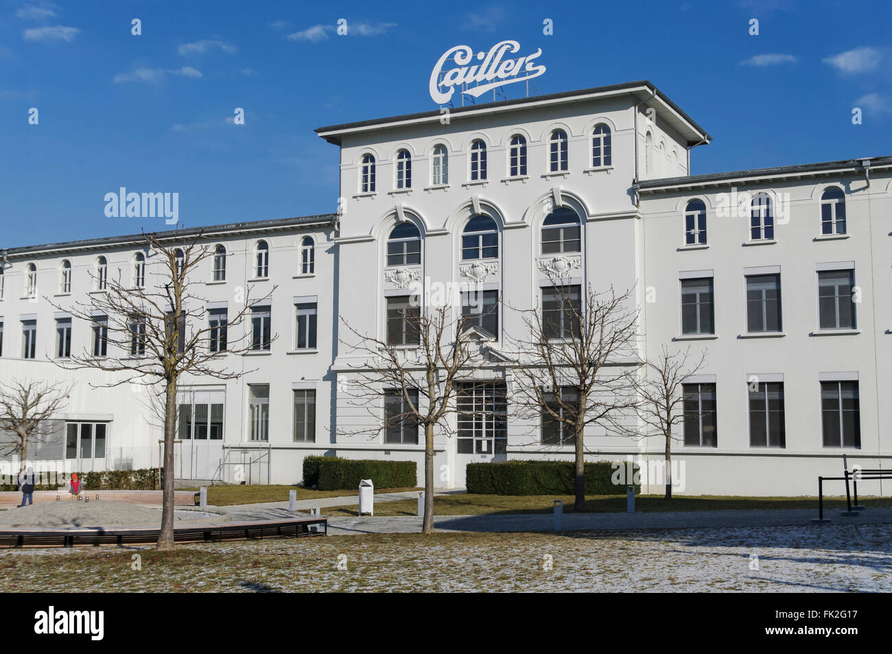 Maison Cailler à Broc, Suisse, est le siège social et usine de chocolat Cailler, hébergeant également un musée du chocolat. Banque D'Images