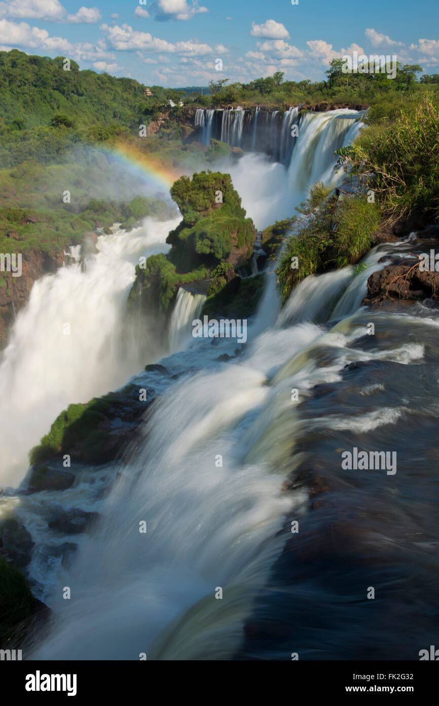 Les magnifiques chutes d'Iguazu, l'une des sept merveilles naturelles du monde, entre l'Argentine et le Brésil. Banque D'Images