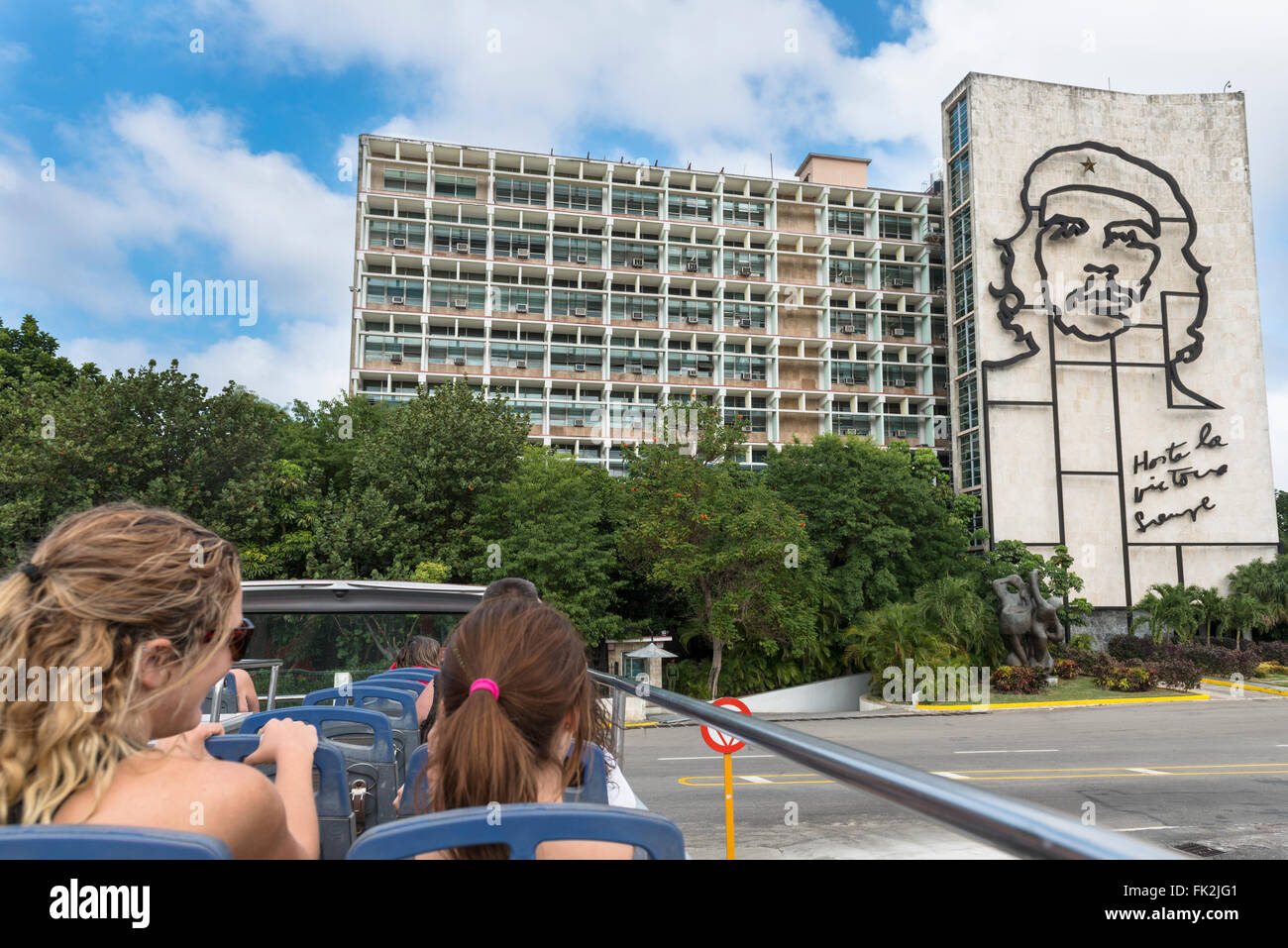 Che Guevara mémorial sur la façade du ministère de l'intérieur, la Plaza de la Revolución, La Havane, Cuba Banque D'Images