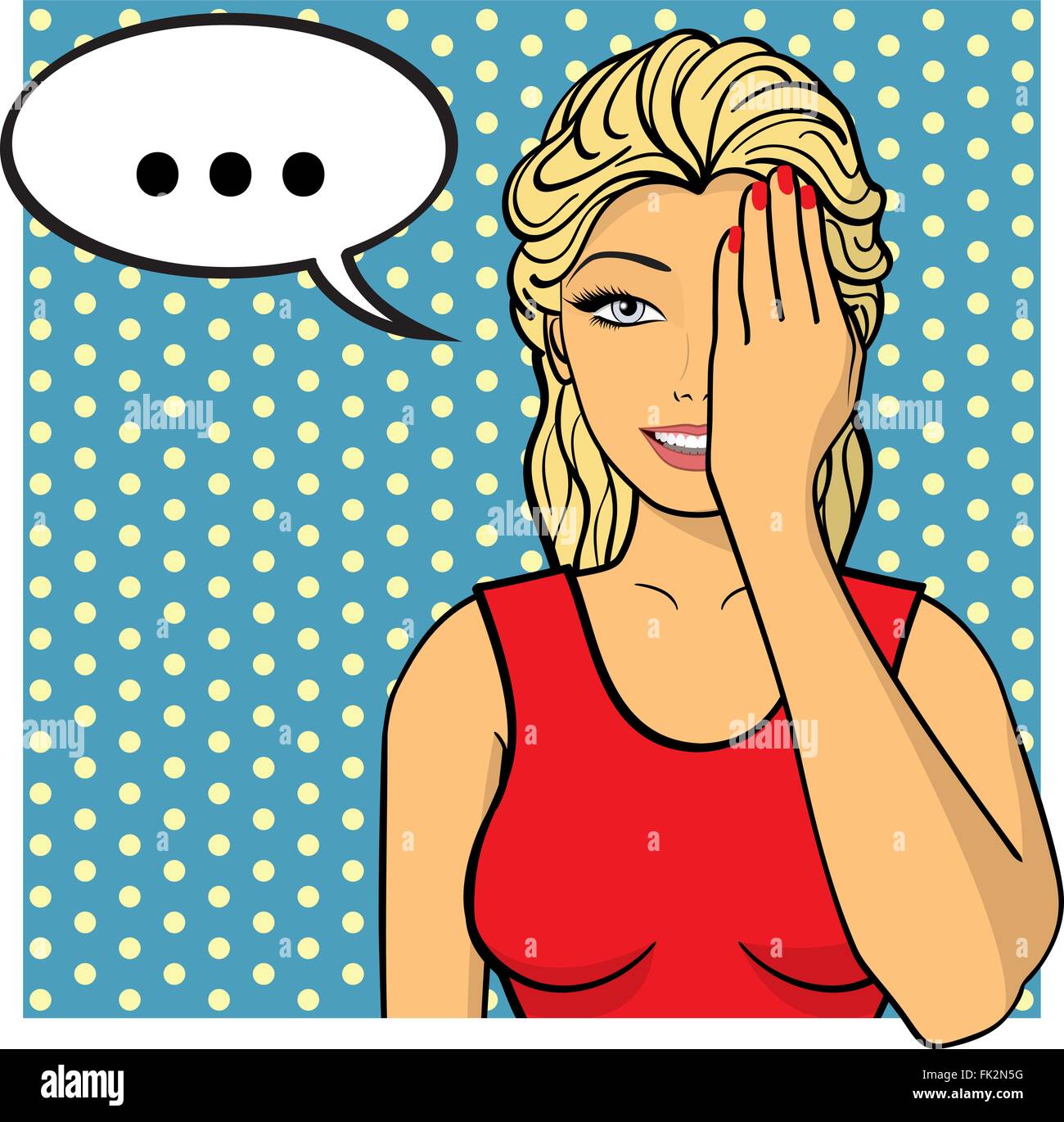 Jeune femme, lady avec palm sur son visage. Style bd Illustration de Vecteur