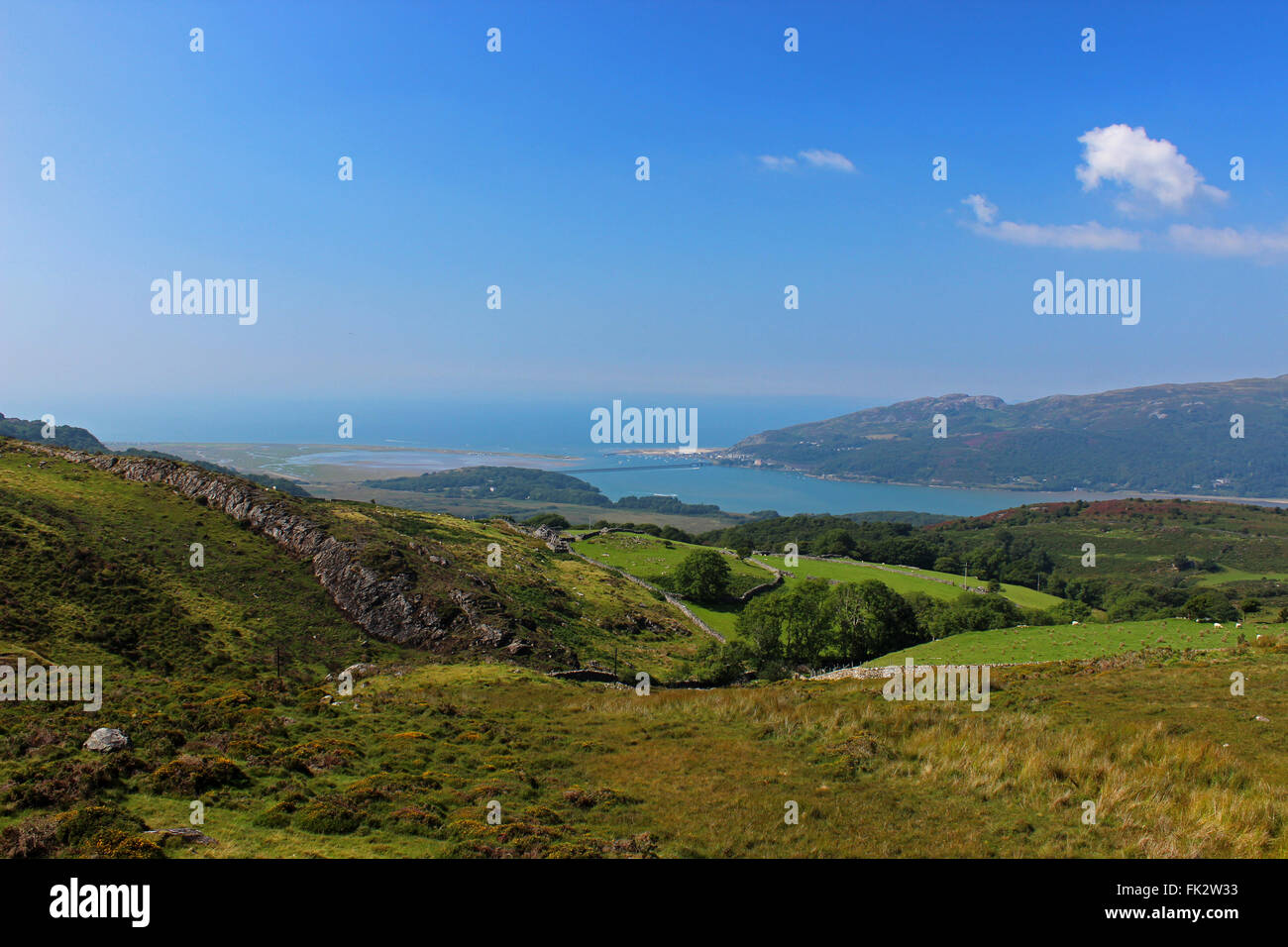 Vue sur Lac de Barmouth et Cregennan Bryn Brith Gwynedd au Pays de Galles Banque D'Images