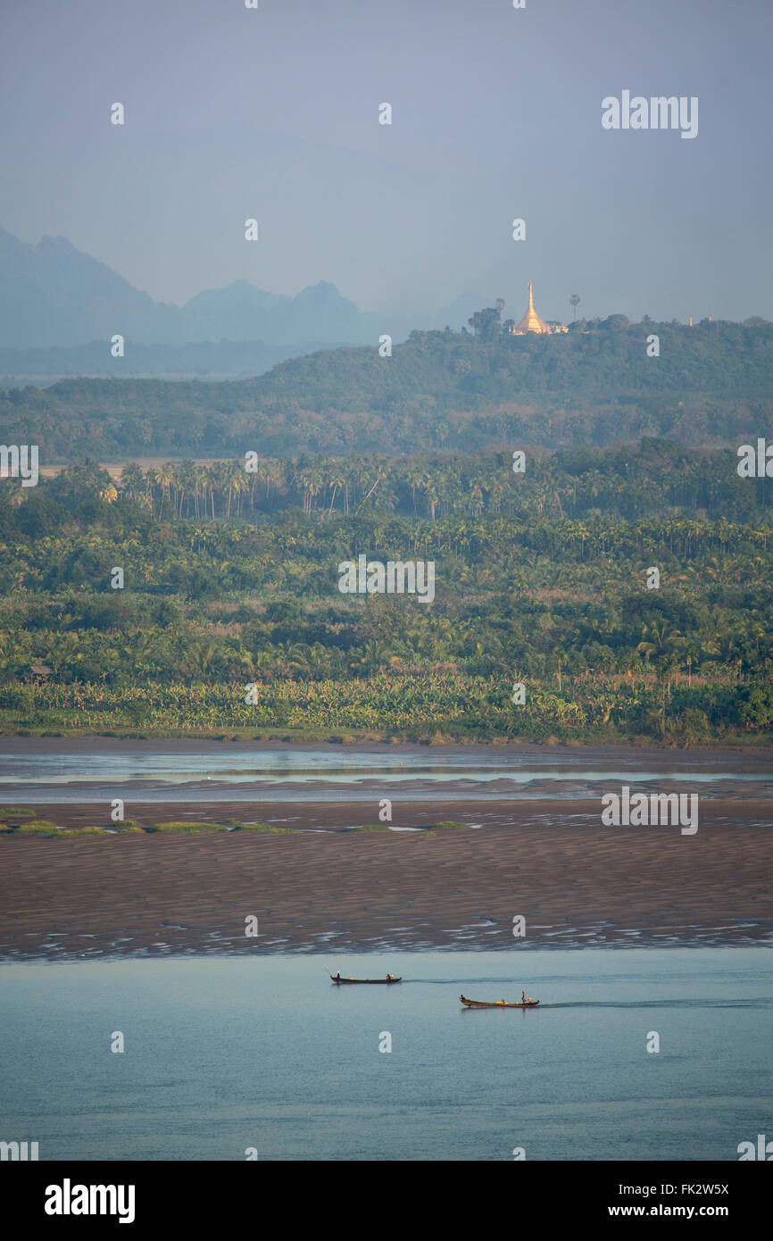 L'Asie, l'Asie du Sud-Est, le Myanmar, Mawlamyine, vue sur la rivière Thanlwin (Salween) Banque D'Images