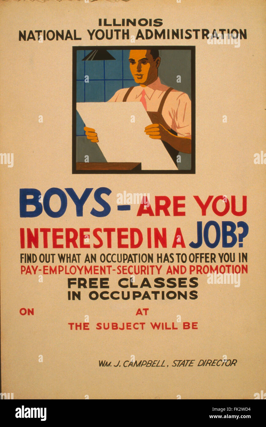 La formation professionnelle affiche créée par le WPA, 1941-1943. Bibliothèque du Congrès. (Richard B. Levine) Banque D'Images