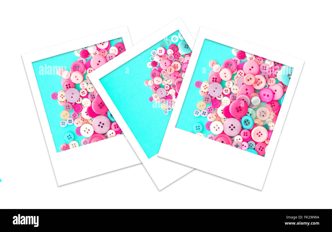 Trois boutons de photos Polaroid Banque D'Images