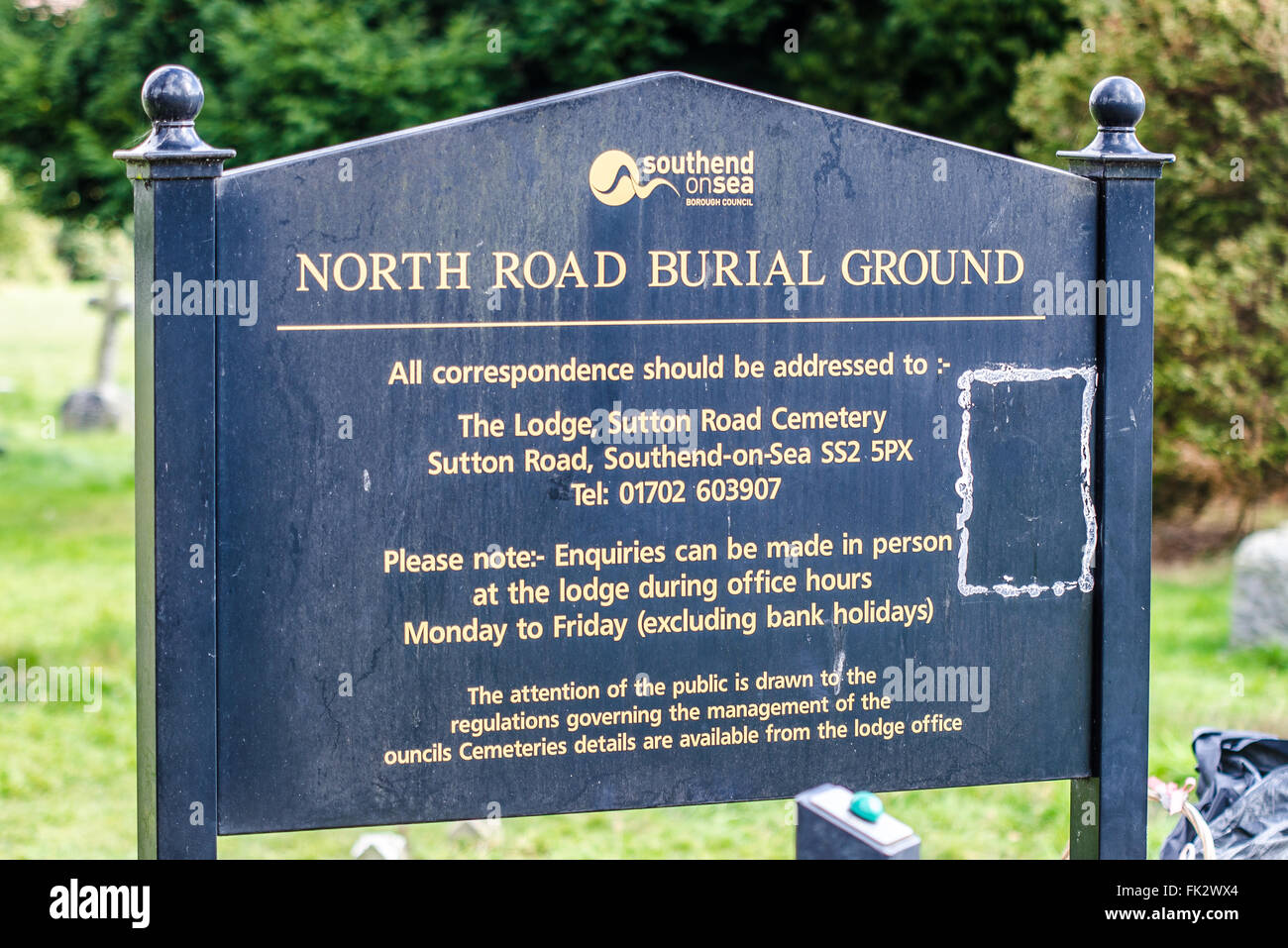 Cimetière Route du Nord est l'un des trois cimetières exploités par le Conseil dans l'arrondissement de Southend. L'espace pour copier Banque D'Images