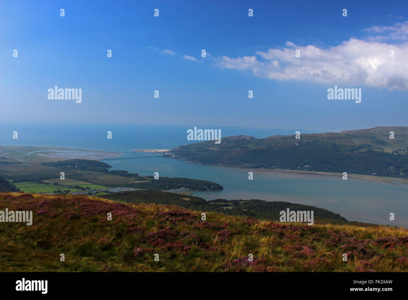 Vue sur Lac de Barmouth et Cregennen Bryn Brith Gwynedd au Pays de Galles Banque D'Images