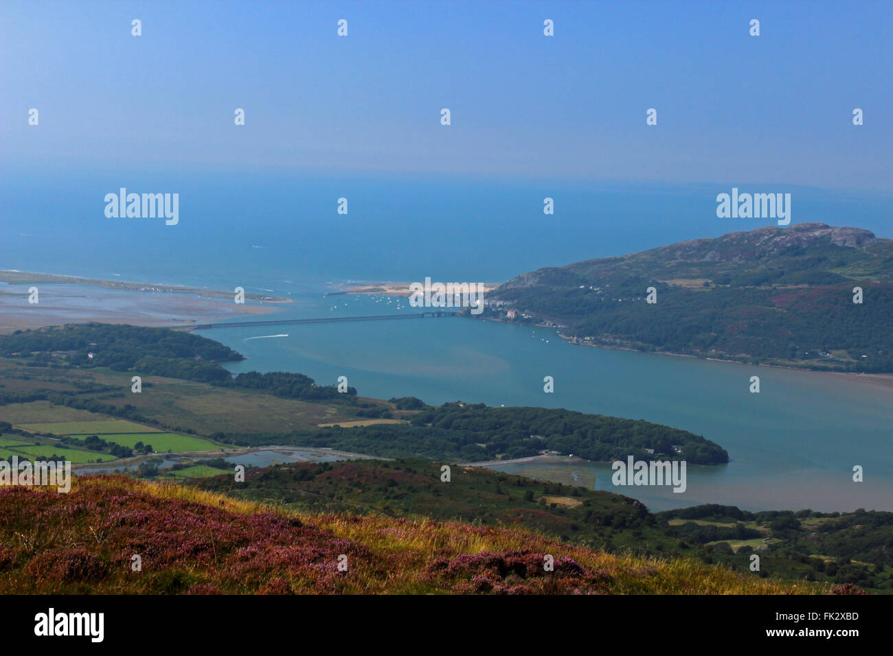 Vue sur Lac de Barmouth et Cregennen Bryn Brith Gwynedd au Pays de Galles Banque D'Images
