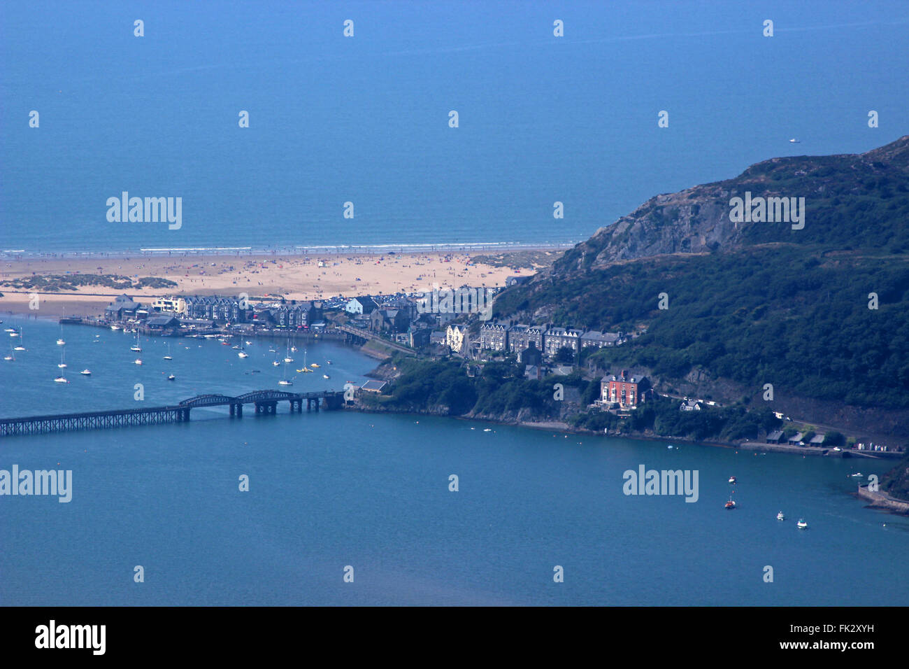 Vue sur Lac de Barmouth et Cregennen Bryn Brith Gwynedd au Pays de Galles Banque D'Images