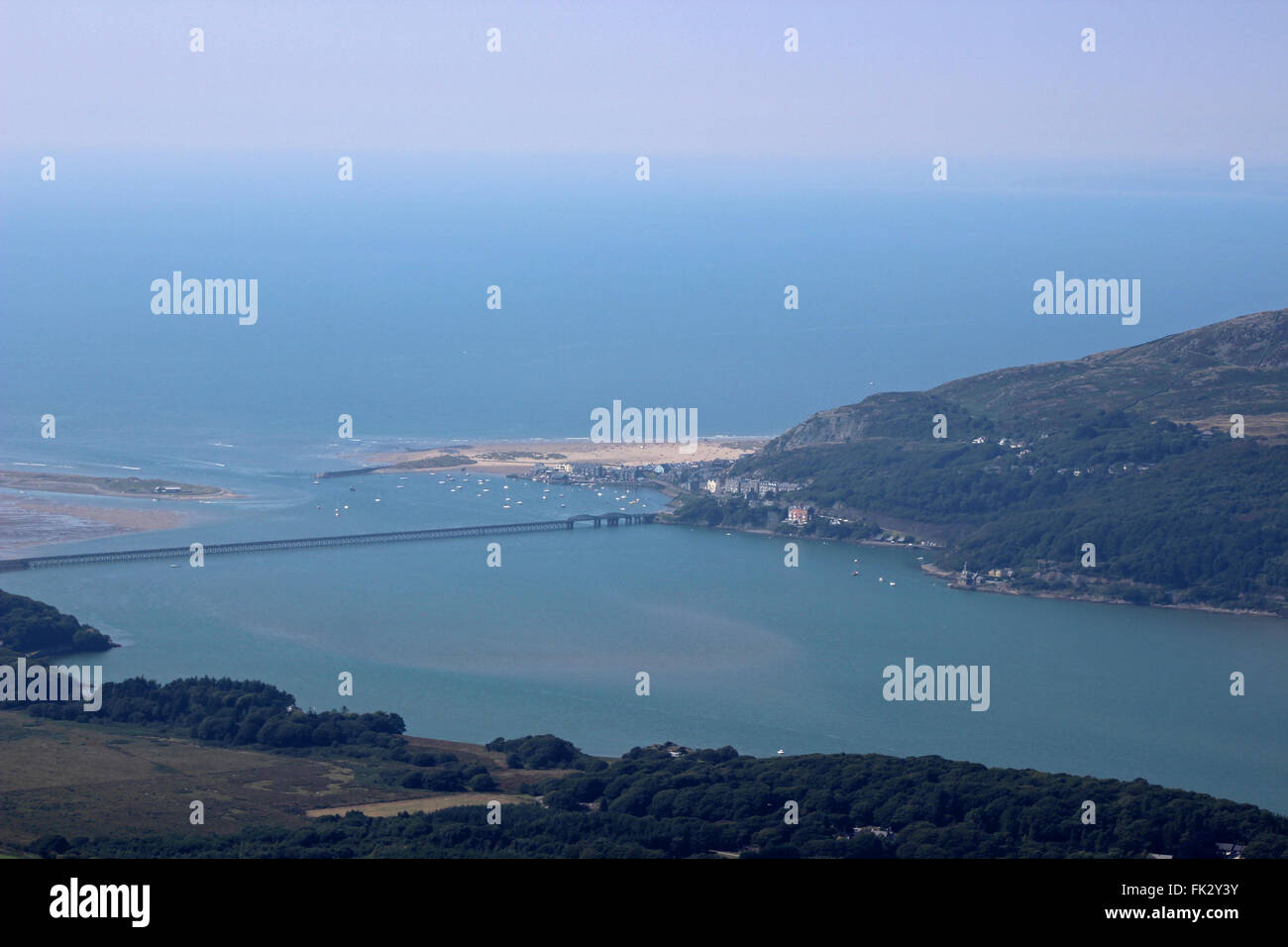 Vue sur Lac de Barmouth et Cregennen Bryn Brith Gwynedd au Pays de Galles Banque D'Images
