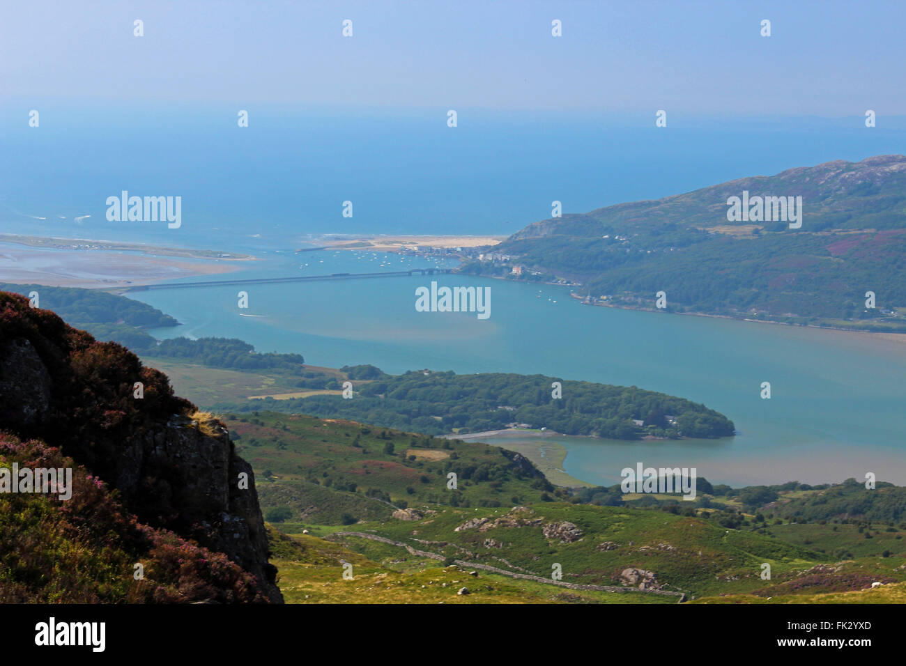 Vue sur Lac de Barmouth et Cregennen Bryn Brith Gwynedd au Pays de Galles Banque D'Images